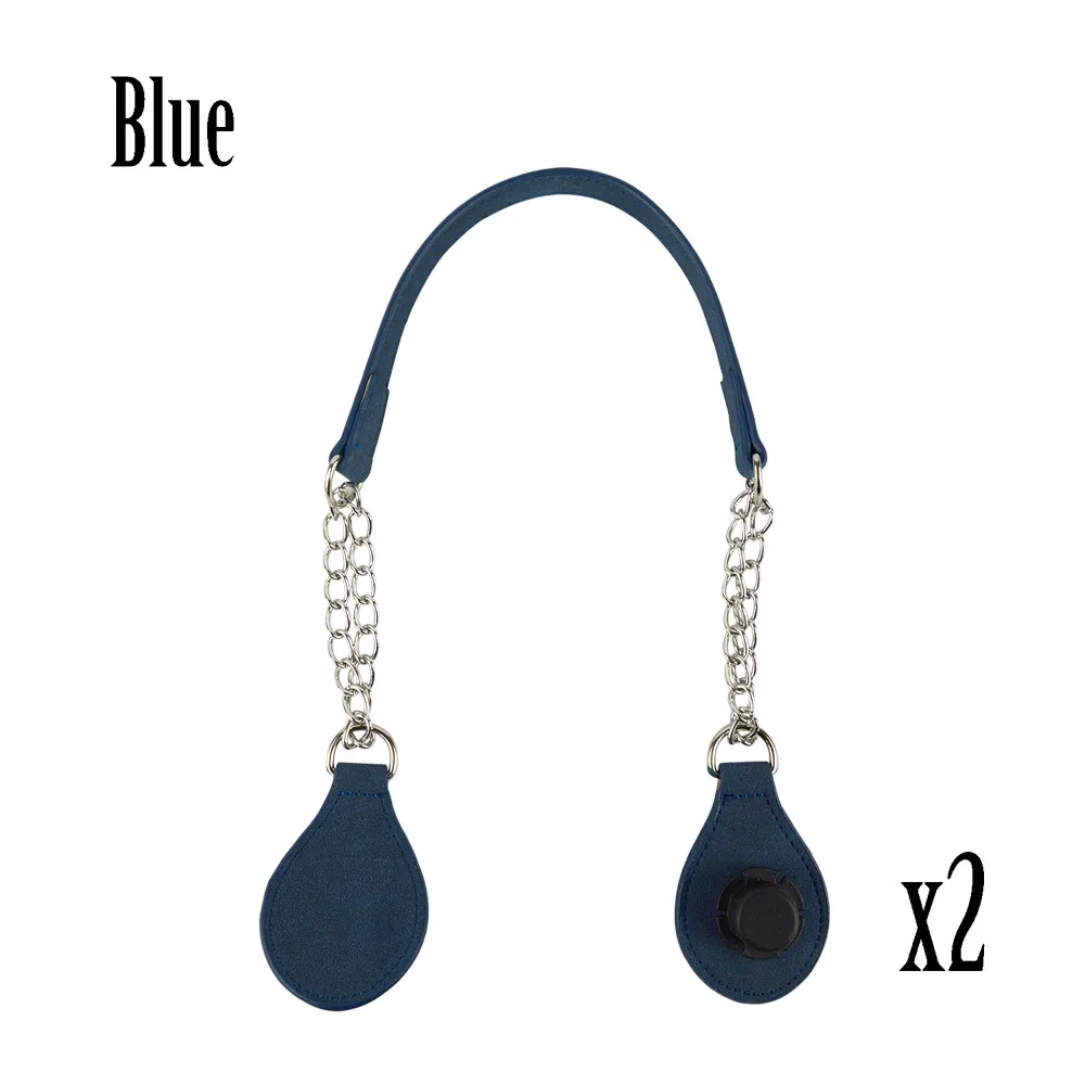 TANQU, 1 пара, с краями, из нубука, искусственная кожа, с цепочкой, с двойной металлической цепочкой, для O, сумка для EVA Obag, женская сумка - Цвет: blue