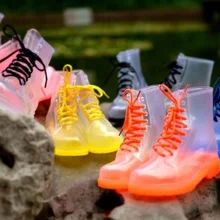 Обувь для девочек зимняя водонепроницаемая обувь большие дети модные Прозрачные ботинки Martin студентов Школьная обувь для детей Размер 35–40
