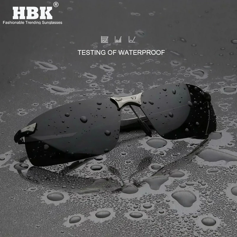 

HBK Vintage Sports Polarized Sunglasses Men Waterproof Driving TAC Photochromic Lens Sun Shades Spring Alloy Temple UV Goggles