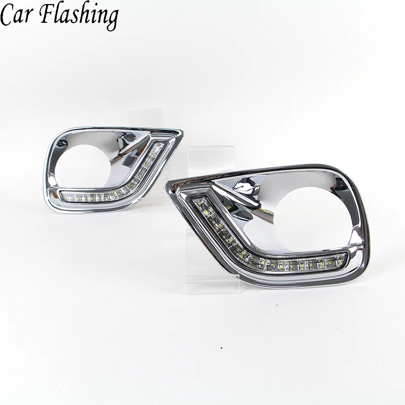 

Car Flashing 1Pair For Toyota RAV4 RAV 4 2013 2014 2015 2016 LED DRL Daytime Running Lights Daylight Fog light cover headlamp