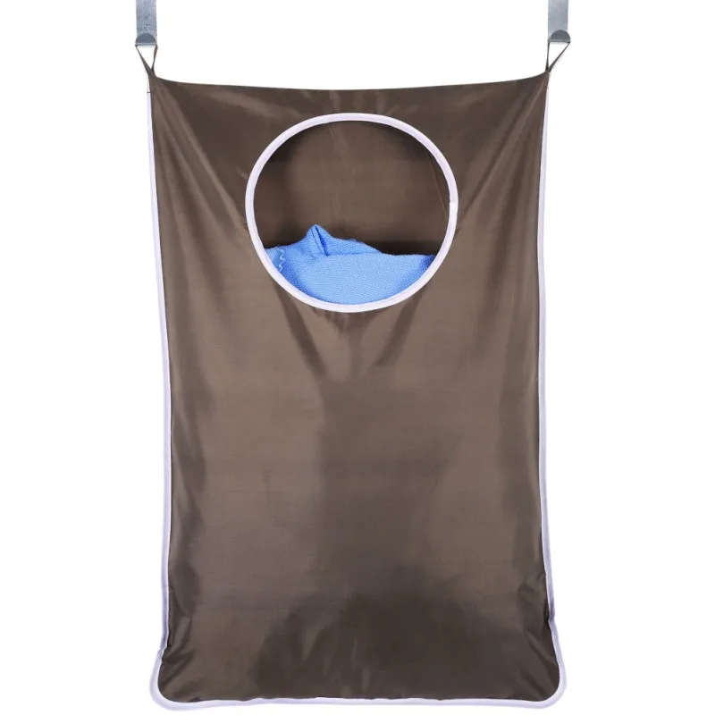 Large Size Wall-Hanging Laundry Hamper Bag Bathroom Bedroom Oxford Fabric Zipper Thickening Bag With Hooks Suction Cups