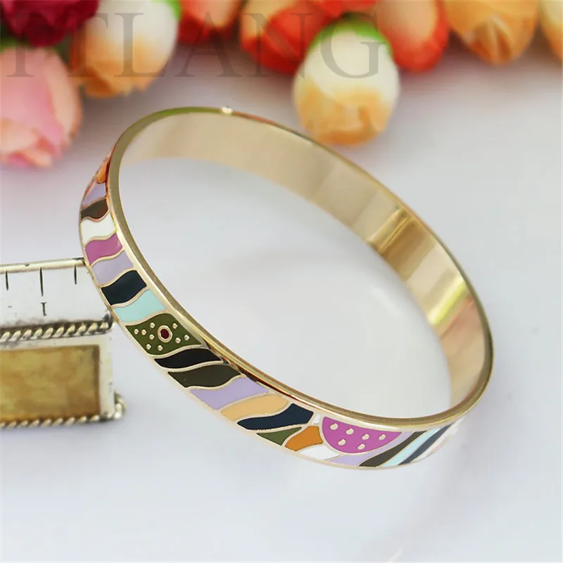 

1.0cm Width Colorful Steam Style Copper Enamel Jewelry Bangle