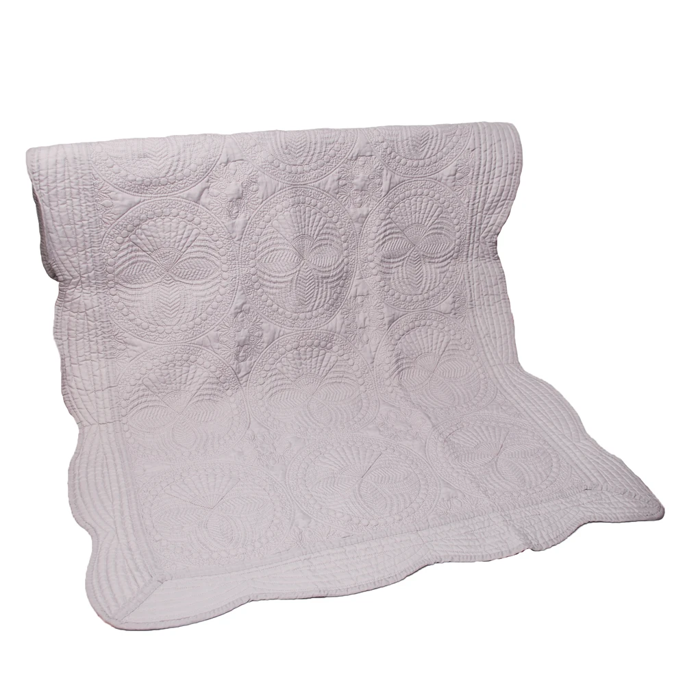 3pcs Quilted Patterns Baby Blanket, Blanket Towel With Scalloped Cotton,Medium Size Kids Bath Towel DOM109538