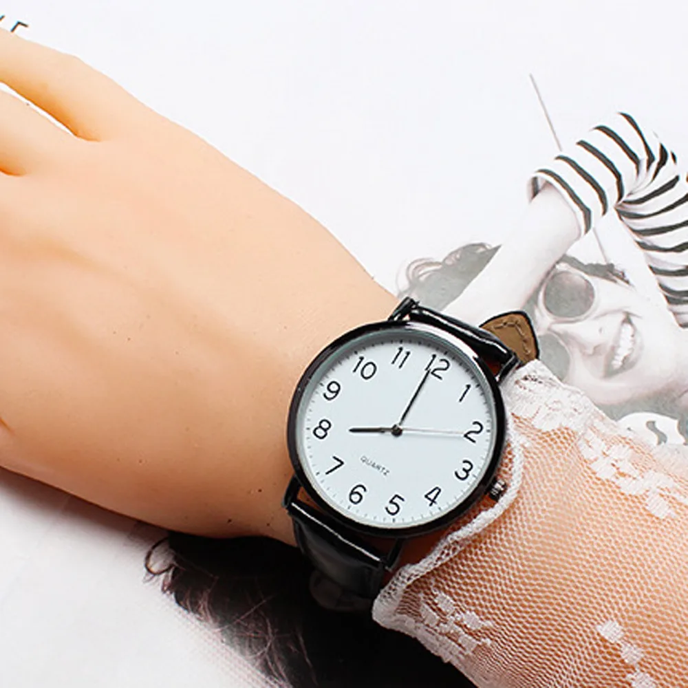 Унисекс Простой бизнес мода кожа кварцевые наручные женские часы платье часы Подарки наручные вечерние украшения rose gol