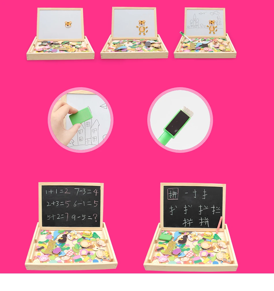 100+ шт Деревянные игрушки для животных Магнитная головоломка мольберт доска 3D головоломка игрушка коробка с доской для детей рисование обучающая игрушка детский подарок