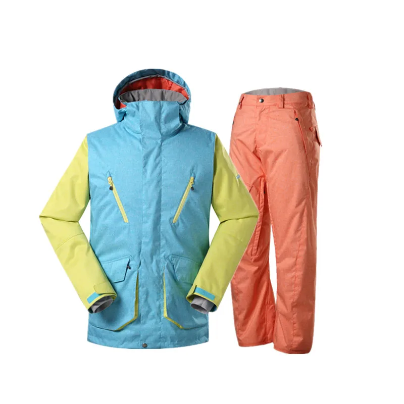 Gsou nieve juego de esquí para los hombres traje chaqueta de snowboard y Pantalones caliente wateproof invierno ropa esqui hombre Veste ski homme