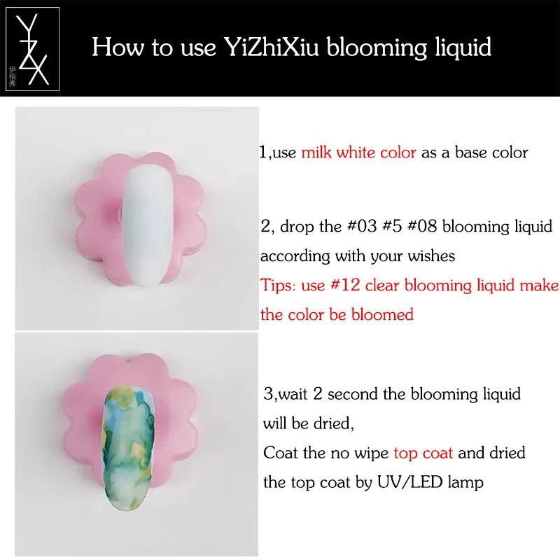 YZX 6 бутылок/набор цветущих чернил Soak Off Nail Art Гель Маникюр 3D дизайн натуральный сухой без светодио дный/УФ жидкий мрамор смазка пузырьковый