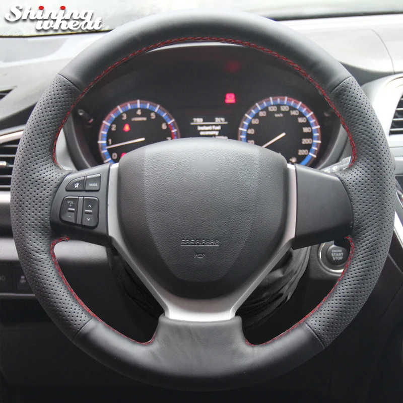 Блестящий пшеничный черный кожаный чехол рулевого колеса автомобиля для Suzuki CELERIO S-CROSS SX4 2013 Suzuki Vitara