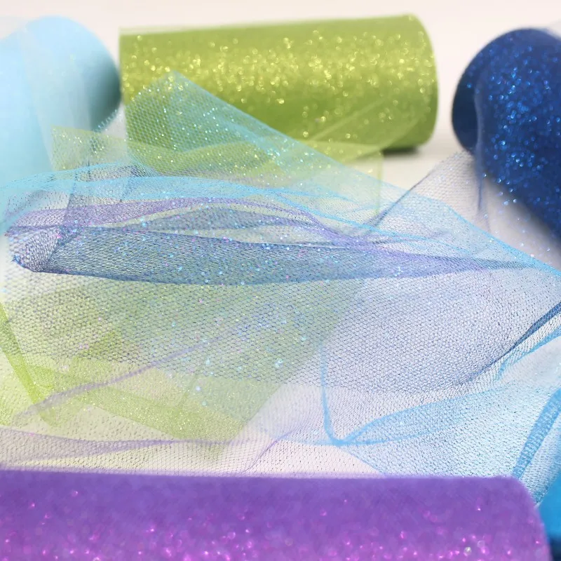 

15cm 25 Yards Glitter Shimmering Tulle Roll DIY Lace Fabric Rolls Kids Tutu Skirt Apparel Knit Mesh Sewing Accessories