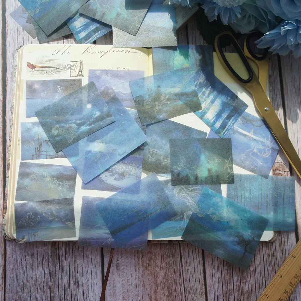 

38pcs Late Night Ocean Forest Seashore Style Paper Sticker Scrapbooking DIY Gift Packing Label Decoration Tag