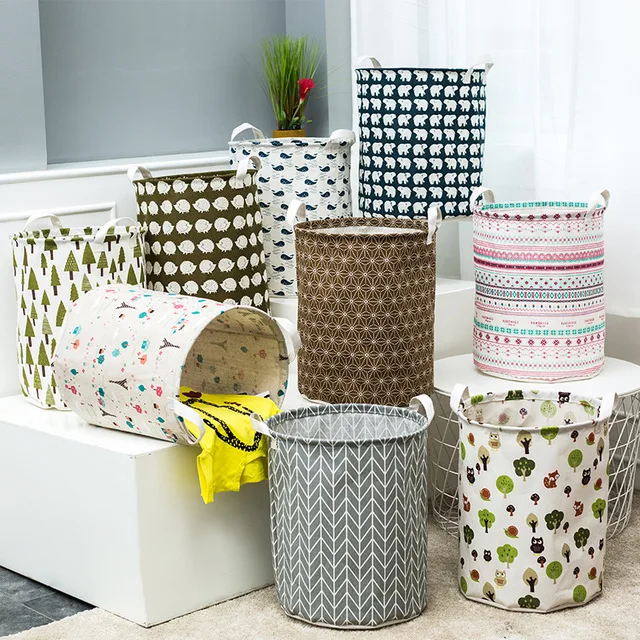 Large 40*50Cm Folding Dirty Clothes Washing Laundry Basket Cartoon Storage Barrel For Baby Toys Sundries Room Organizer Bag