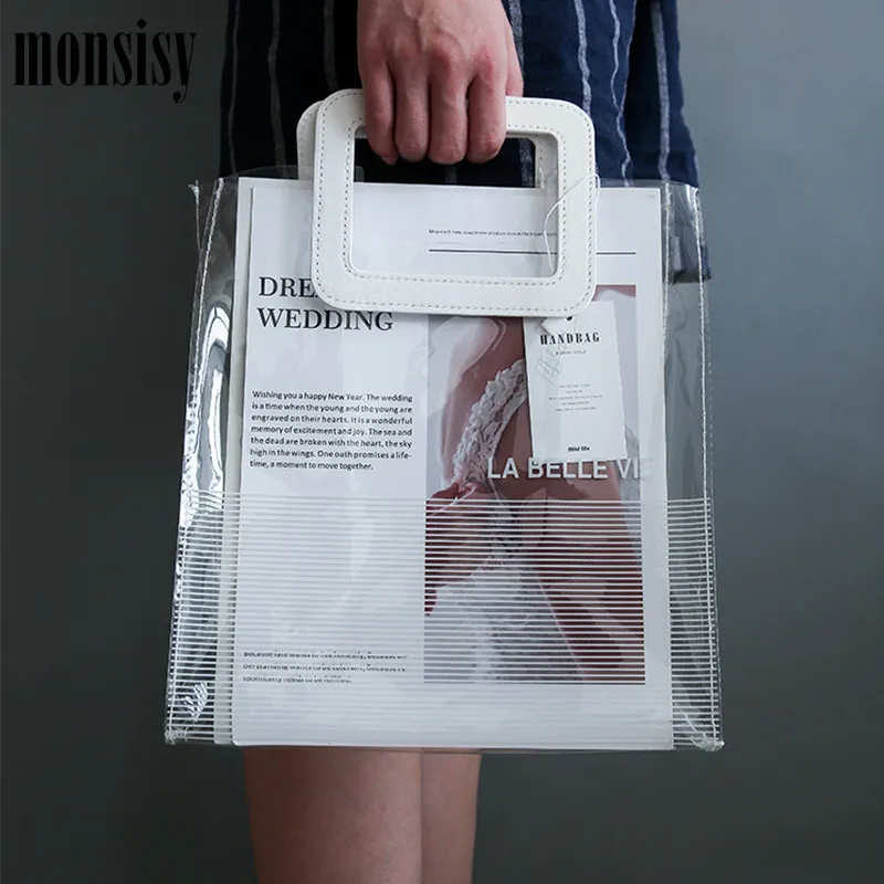 Monsisy Роскошные прозрачные женские сумки из ПВХ Прозрачные сумки-тоут водонепроницаемые сумки-шопперы школьные книги дорожные пляжные сумки
