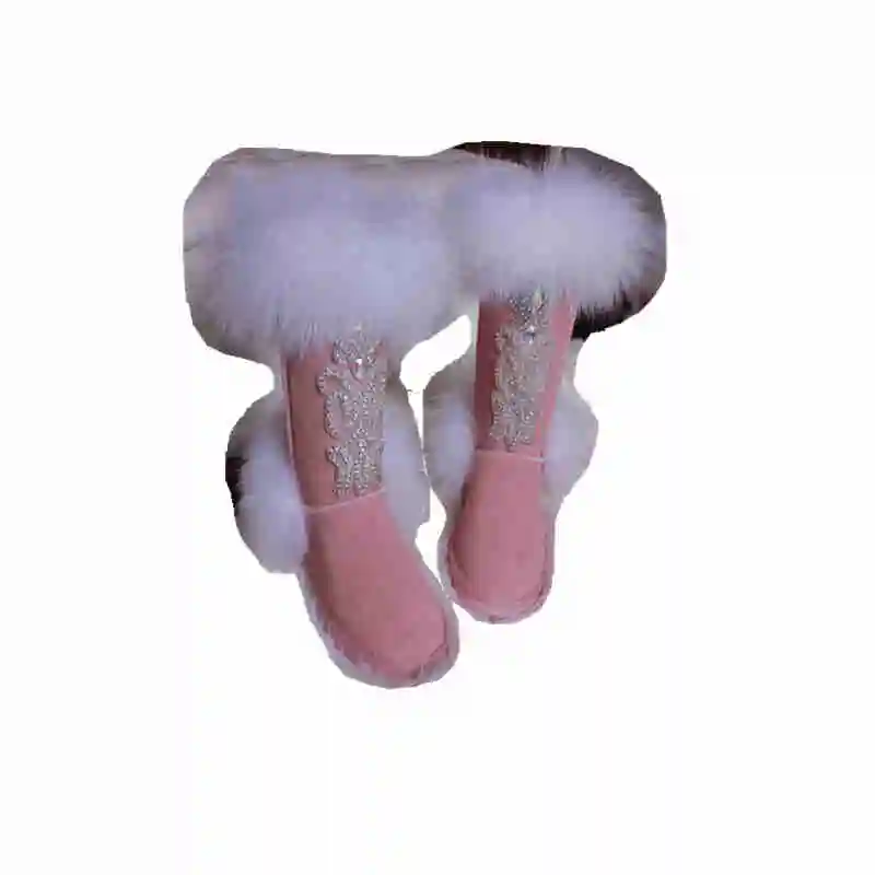 Bling 2019 Cristal Invierno Nieve Fox Botas Diamante Pelo Mujer Imitación Piel Natural De Chicas Diamantes Oveja Caliente 5q5zWZ8a