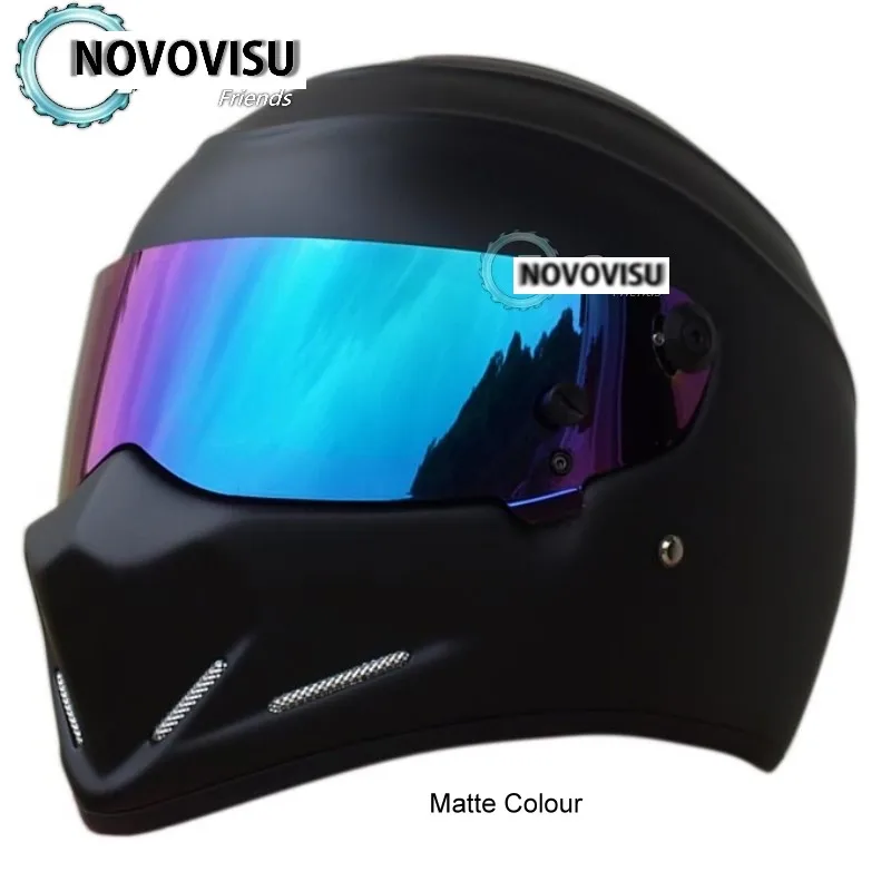 NOVOVISU For Top gear The STIG Helmet with Colorful Visor Full Face as SIMPSON Pig Matte Black Motorcycle Helmet Stig's Brothers 03
