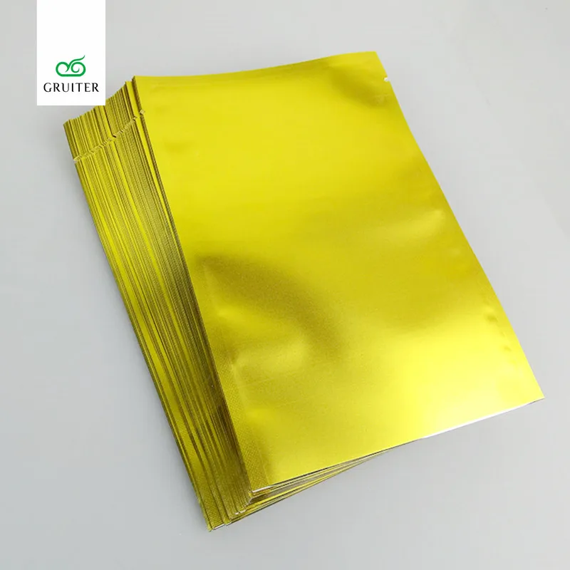 

7x10cm(2.75x4in) Open Top Bags Wholesale 100x Gold Matte Heat Sealable Package Bag Metallic Foil Mylar W/Tear Notch Flat Style