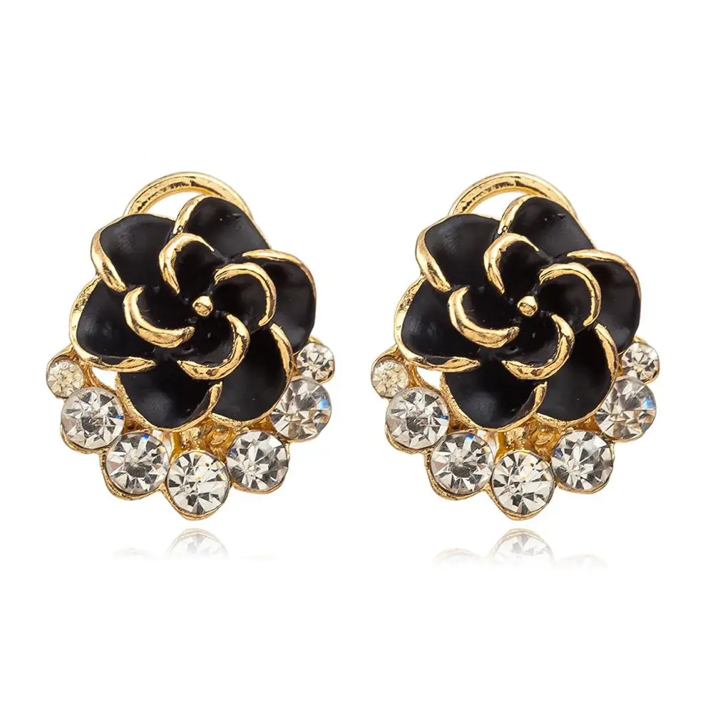

Shiny Gold Fresh Earring Summer New Arrival Bohemia Glass Enamel Flower Earring Accessories Feminine