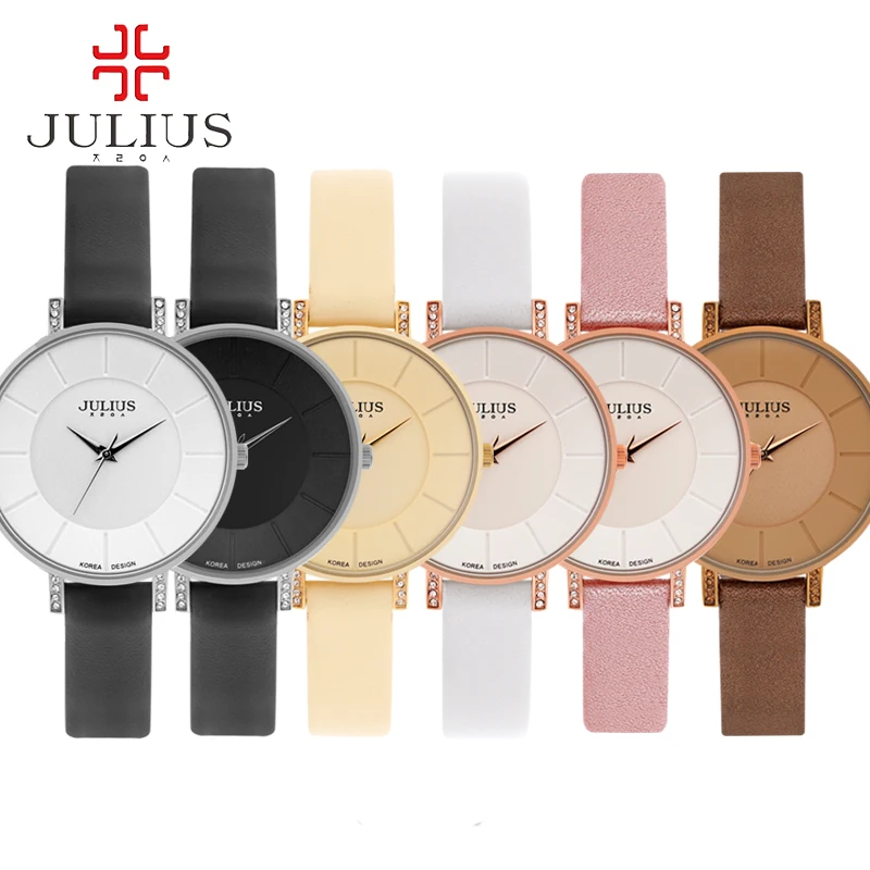 2016 JULIUS Luxury Classy Couple lovers Diamond font b Watch b font Premium Leather Band Fashion 2016 JULIUS Luxury Classy Couple lovers Diamond font b Watch b font Premium Leather Band Fashion