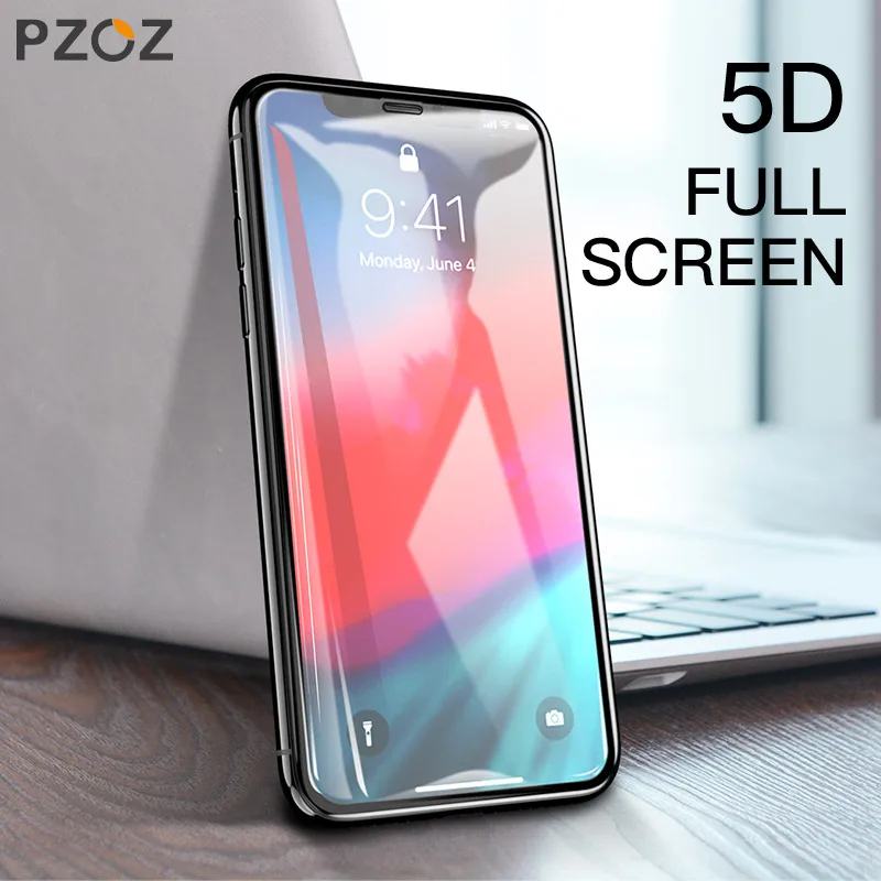 PZOZ Gehärtetem Glas für iphone xr 5D volle abdeckung Screen Protector für iphone xs Max Glas Film