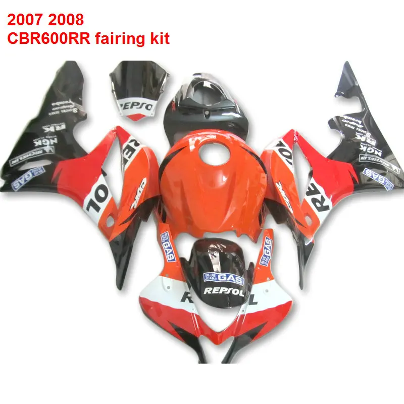 Обтекатели тела для HONDA CBR600RR 07 08 2007 (оранжевый) Горячая продажа обтекатели ABS