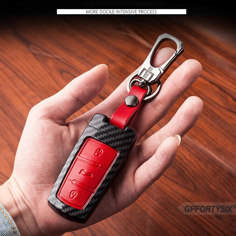 

Carbon fiber Leather Car Key Cover Case Shell For Volkswagen VW CC Passat B6 B7 Passat 3C CC Maogotan R36 B5 B7L Auto smart key