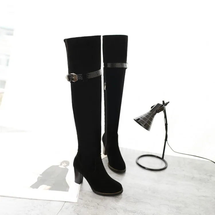 Г. большой размер женские сапоги до колена пикантные туфли на высоком на тонком каблуке весенне-осенняя обувь с круглым носком ботинки на платформе с закругленным носком и тонкой подошвой 8155 A
