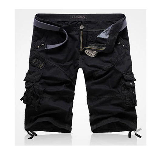 HOT 2019 Summer Washing Multi Pocket Patch Cargo Overalls Knee Length shorts straight Cotton Casual tactical military shorts Men
