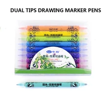 10 цветов, набор, двойная головка, цветные ручки для постеров, книг, подсветка, иллюстрация, Детский рисунок, открытка, сделай сам, 10-pack