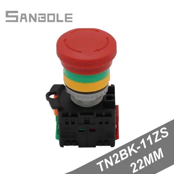 

22MM Emergency stop push button switch Locked TN2BK-11ZS manual self-locking Mushroom Round Head 1NO1NC