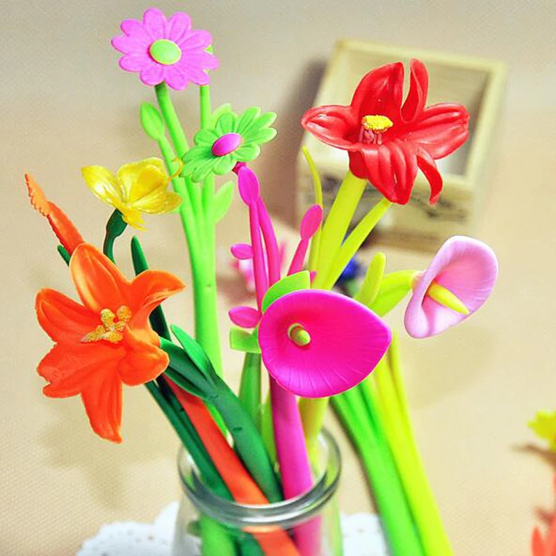 

12 Pieces Flower Grass Gel Pens School Office Table Decorations Writing Pens New Fashion Sign Pen Stationery Material Escolar