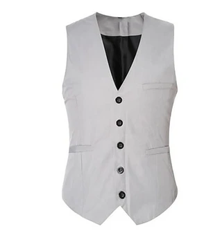 

Wedding Dress Waistcoat Elegant Grey Men's Daily Regular Vest, Solid Colored V Neck Sleeveless Slim Fit Business Men's Vest