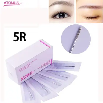 

100PCS 5R Eyebrow Tattoo Needle Permanent Makeup Manual Pick Embroidery Tattoo Machine Sterile Disposable Needle ma30