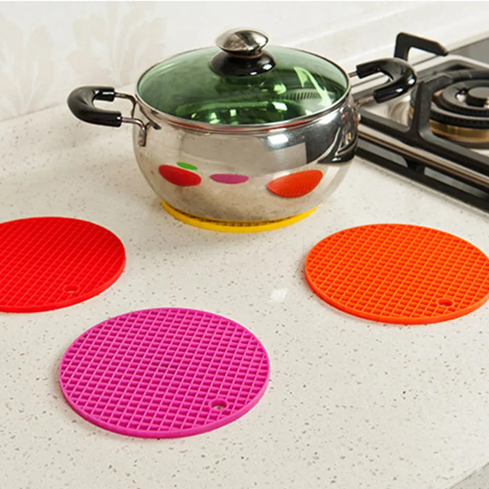 Round Silicone placemat Non Slip Heat Resistant Mat dining Table Mat bar mug placemats kitchen
