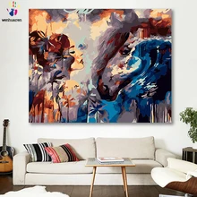 DIY картинки для раскраски по номерам с цветами абстрактная девушка с белой лошадью картина Рисование по номерам в рамке дома