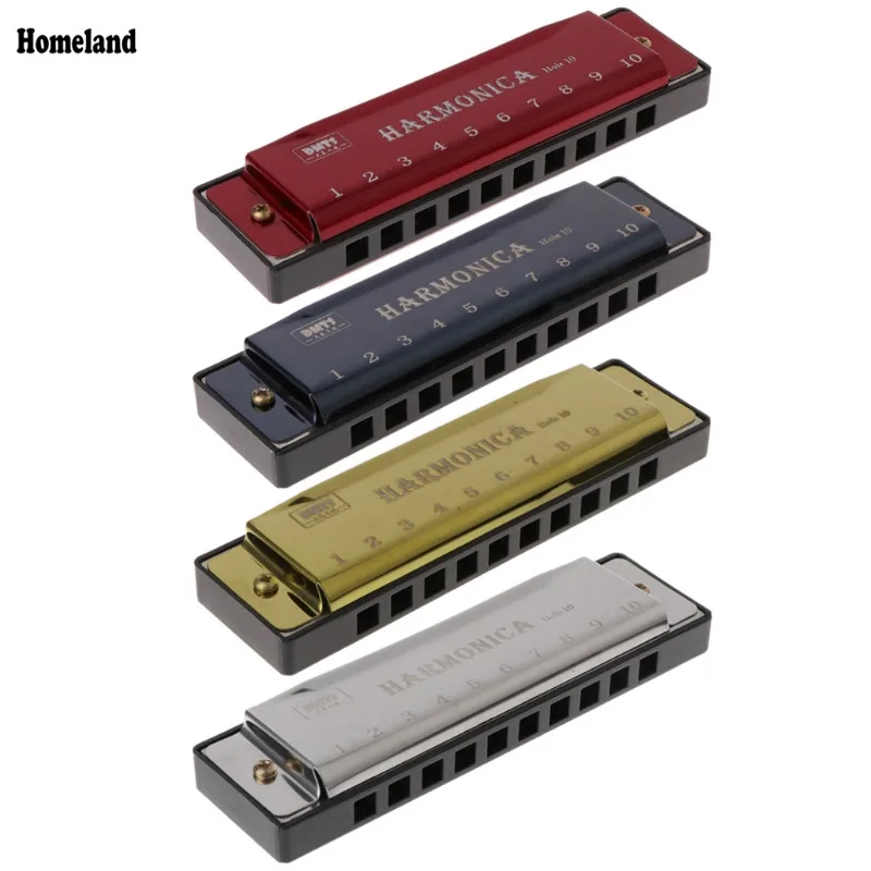 

10 Holes Key of C Blues Harmonica Musical Instrument Educational Toy with Case
