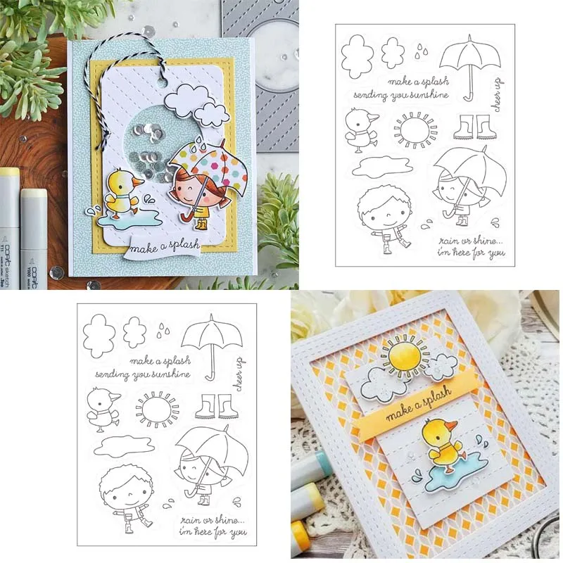 

Fun raining day Transparent Clear Stamp for DIY scrapbooking/photo album card making stationary supply