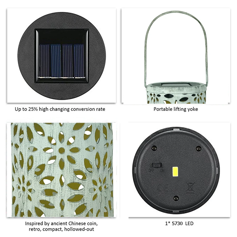 Home Retro Iron Art Hanging Craft Solar Light Led Outdoor Landscape Waterproof Lawn Hollowed Out Garden Decoration Vintage | Освещение