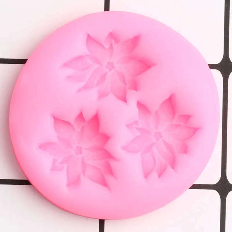 Poinsettia Flower Silicone Molds Cupcake Topper Fondant Mold DIY Christmas Cake Decorating Tools Candy Chocolate Gumpaste Moulds