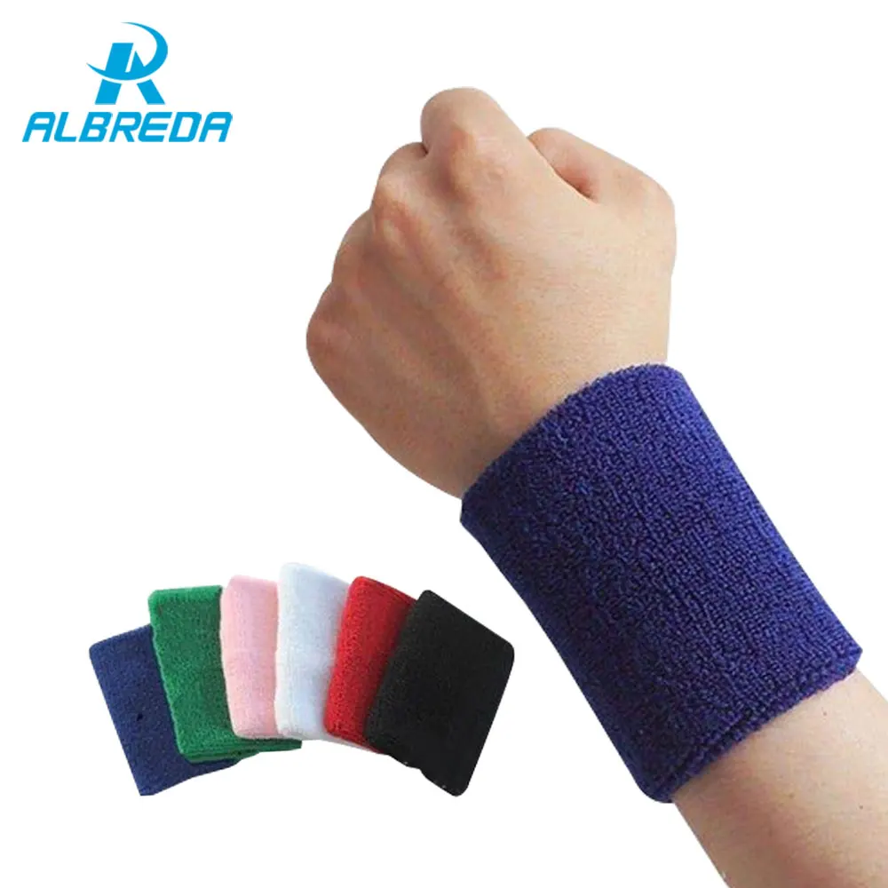 

ALBREDA 1Pair*8CM Sport Wristband Gym Support Cotton Elastic Wrist Brace Wrap Fitness Tennis Sports Protection Hand Sweat Bands