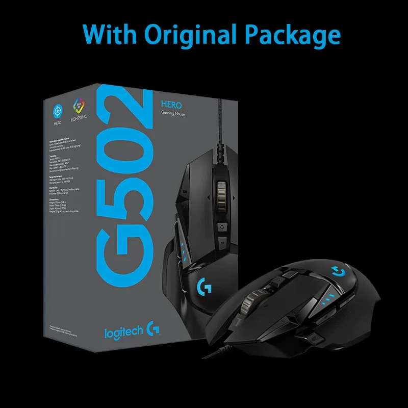 Проводная игровая мышь Logitech G502 HERO сенсор LIGHTSYNC RGB с 16000 DPI программируемая