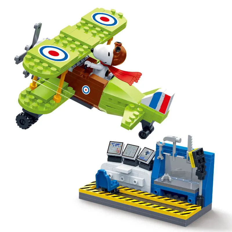 BanBao 7522 Snoopy IP арахис фигурка ВВС база Воздушный самолет Строительные блоки DIY