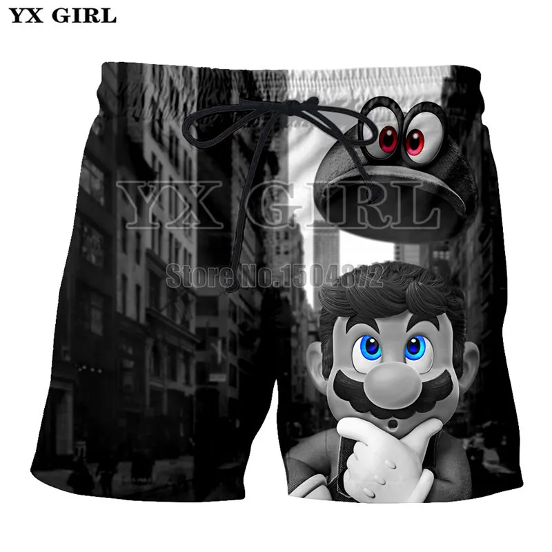 

Dropshipping New Cartoon Shorts Mens Summer Casual Shorts Super Mario 3d Printed Trousers Men Fitness Beach Shorts Plus size