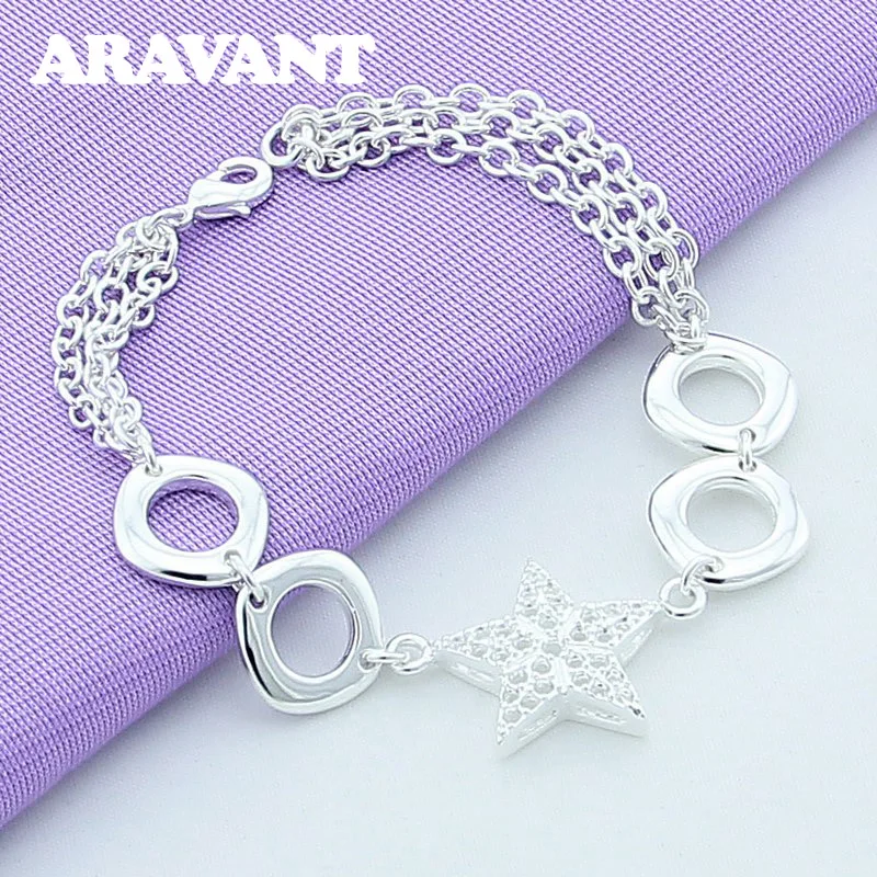

925 Silver Jewelry Star Square Bracelets For Women Bracelets Jewelry Gift