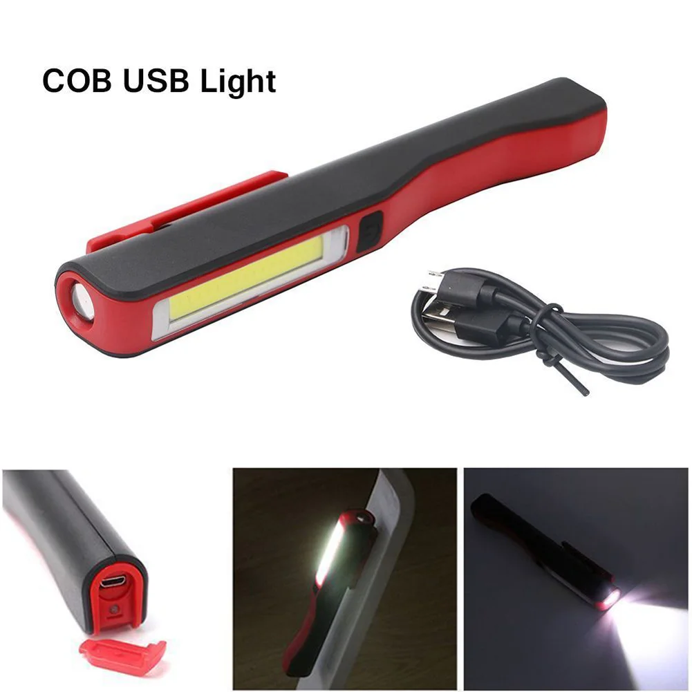 New Mini COB LED Pen Light Clip Magnet USB Rechargeable Work Torch Flashlight Lamp_WK