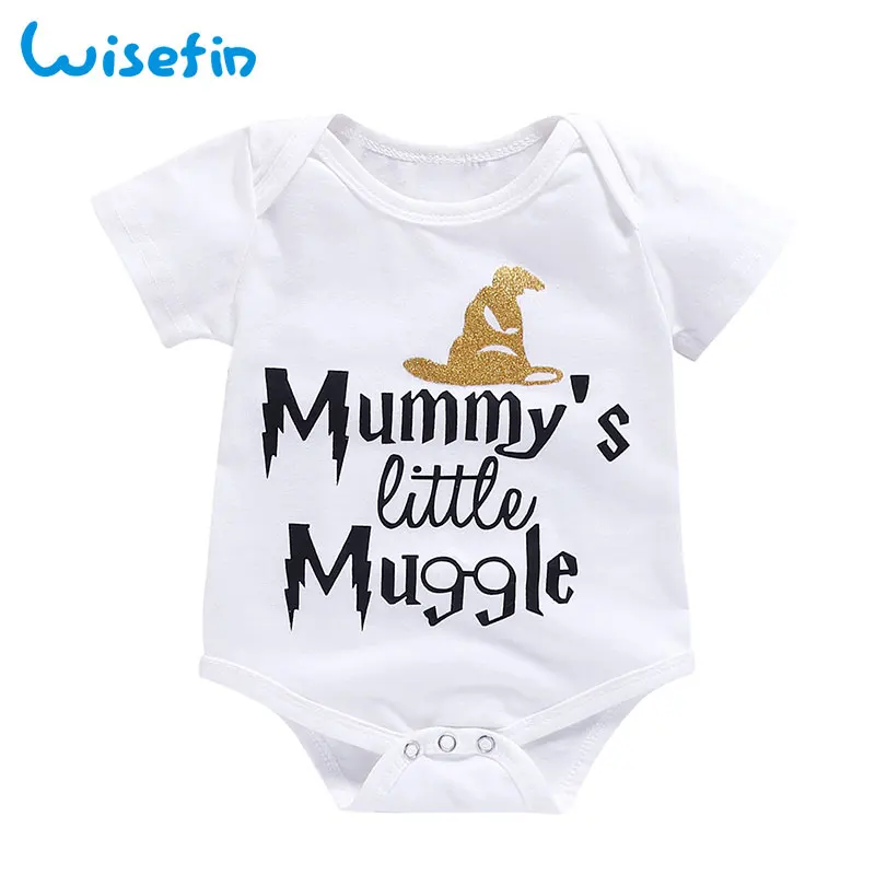 

Wisefin Newborn Baby Clothing Boy Girl Bodysuits Short-Sleeve Infant Bodysuits Letter Muggle Bodysuits Summer Toddler Clothes