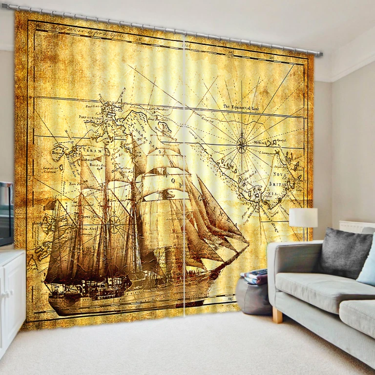 

Customized size Luxury Blackout 3D Window Curtains For Living Room return map curtains