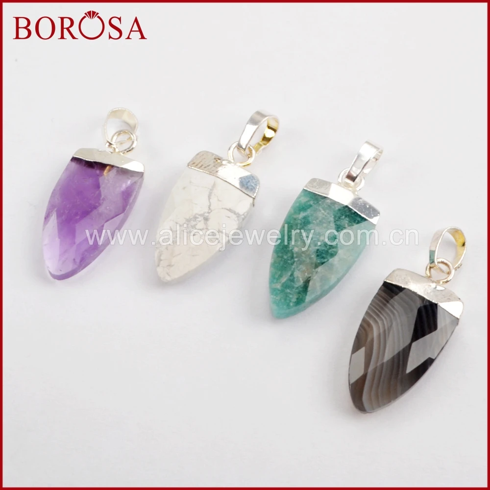 BOROSA дизайн 10 шт. Sheild мульти-вид камень Slieve цвет граненная Друза кулон для женщин ювелирные изделия ожерелье изготовление WX903