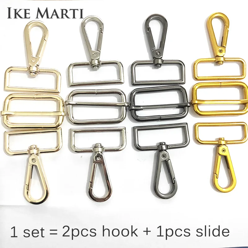 IKE MARTI 4 Sets Hook Slide Buckle Suit Hanger Clasp for Webbing Diy Strap Belt Metal Bag Parts Assessoires Snap Hooks Hardware 5