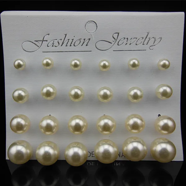 

120 Pair 10 set Ivory White Pearl Womens Mens Piercing Earring Steel Post Nickel Unisex Style 6/8/10/12mm