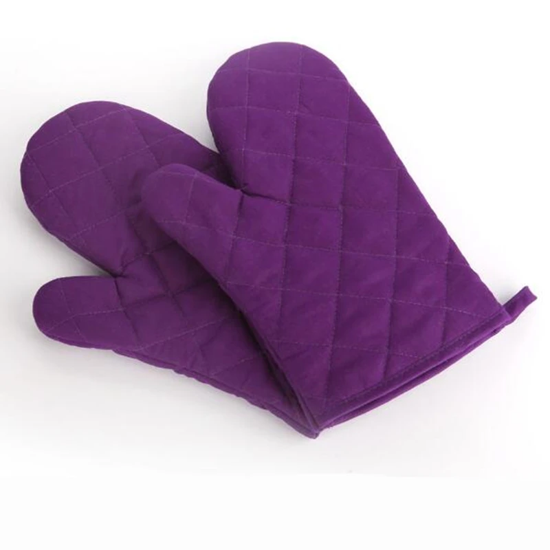 1pair Quality Oven Kitchen Gloves Heat Resistant Non-slip Knitted Oven Mitts Bakery Pure color