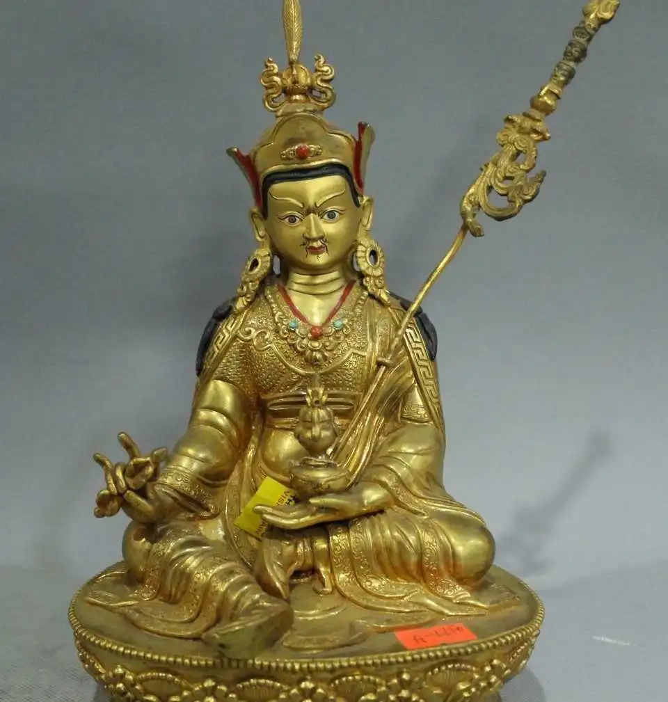 

9 Tibet Buddhism Bronze 24K Gold Guru Rinpoche Padmasambhava Phurpa Buddha